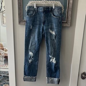 Kut from the Kloth Distressed Boyfriend Style Blue Jeans